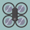 gray quadrocopter on a mint background, flat style